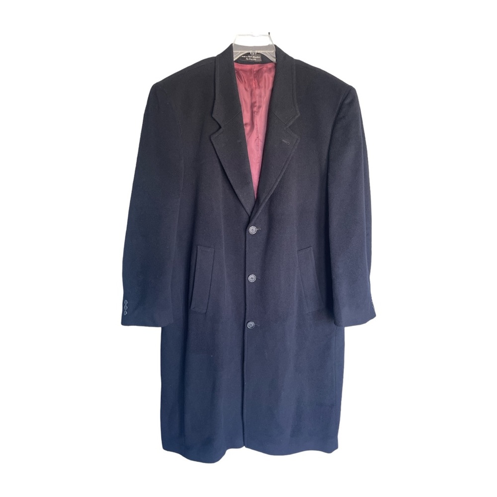 Gianfranco Ruffini Men’s Black Cashmere Blend Size R-44 Dress Coat Pea Coat